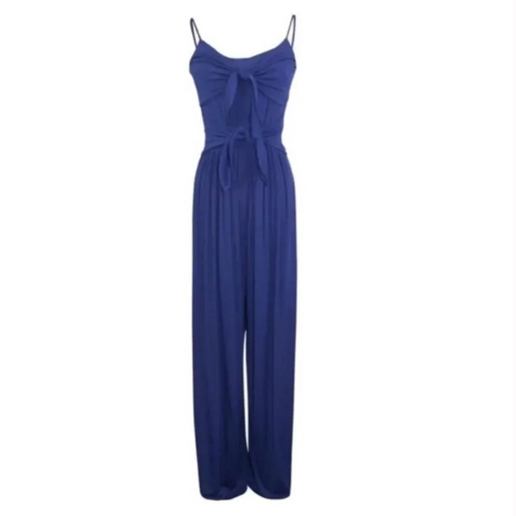 Susana Monaco Blue Jersey Jumpsuit - Picture 1 of 8